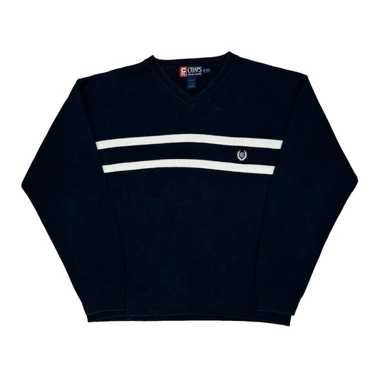 Chaps Ralph Lauren Striped Jumper - XL Navy Cotton