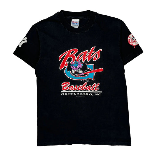 Baseball Hanes Single Stitch T-Shirt - Medium Black Cotton