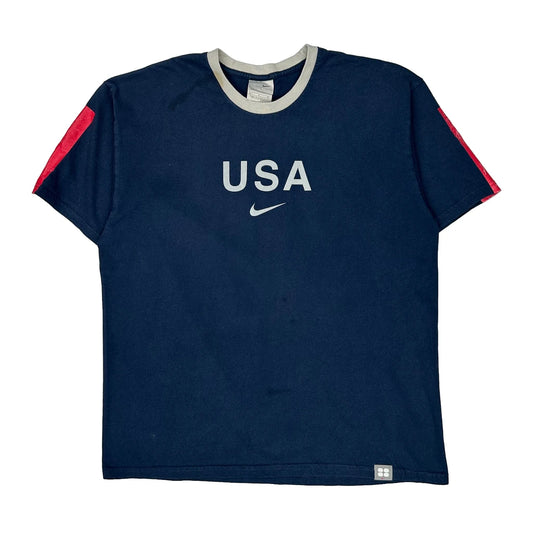USA Nike Graphic T-Shirt - Large Blue Cotton