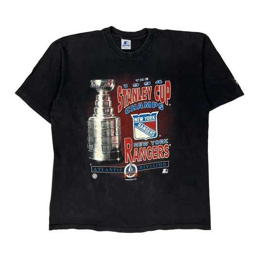 New York Rangers Starter Single Stitch T-Shirt - Large Black Cotton