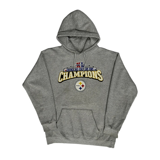 Pittsburgh Steelers Reebok Football Hoodie - Large Grey Cotton Blend