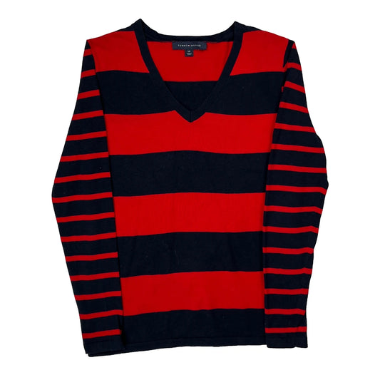 Tommy Hilfiger Striped Jumper - Small Black Cotton