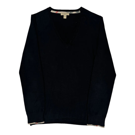 Burberry Brit V-Neck Top - Large Black Cotton