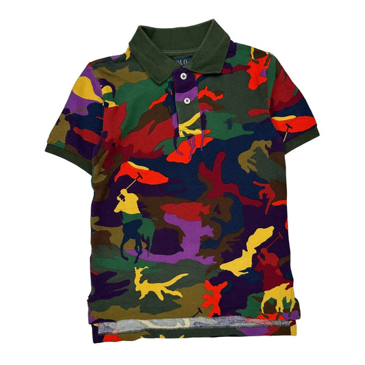 Vintage Age 7 Polo By Ralph Lauren Camo Polo Shirt - Small Multicoloured Cotton