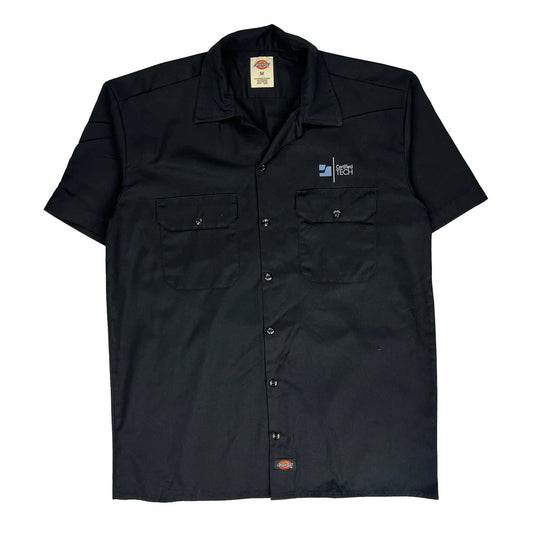 Dickies Short Sleeve Shirt - Medium Black Polyester Blend