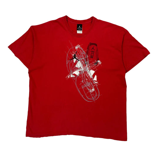 Basketball Jordan Graphic T-Shirt - 2XL Red Cotton