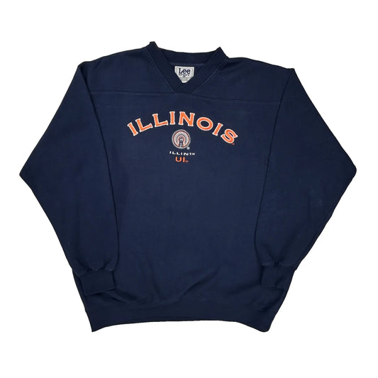 Illinois Lee Sport College Sweatshirt - Large Navy Polyester Blend