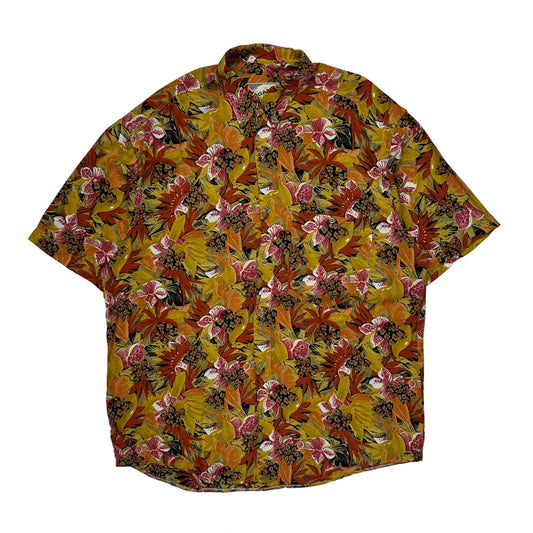 Jordano Floral Hawaiian Shirt - Large Multicoloured Cotton