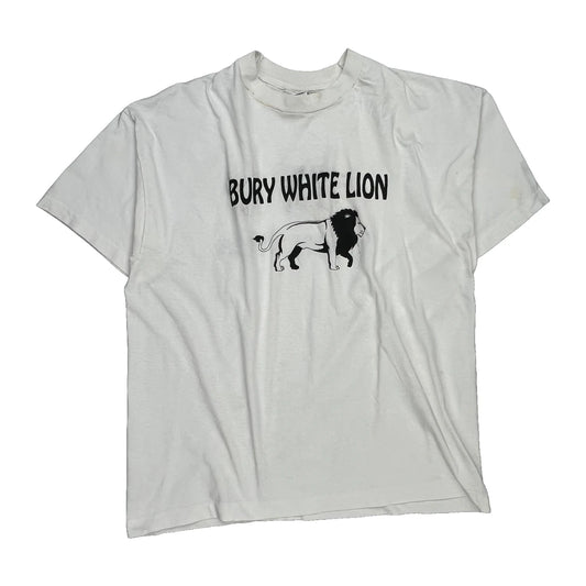 Bury White Lion Fruit Of The Loom Single Stitch T-Shirt - XL White Cotton