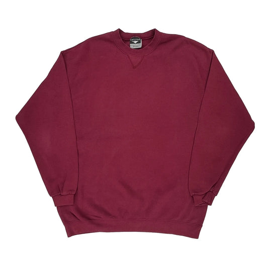 90S Blank Made In USA Cheetah Sweatshirt - Large Burgundy Cotton Blend