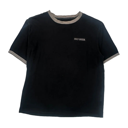 Vintage American Legend Harley Davidson Graphic T-Shirt - Large Black Cotton