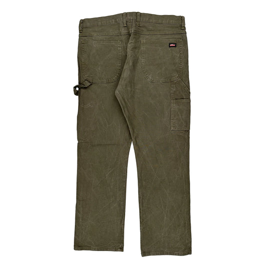 Dickies Double Knee Carpenter Trousers - 38W 32L Green Cotton
