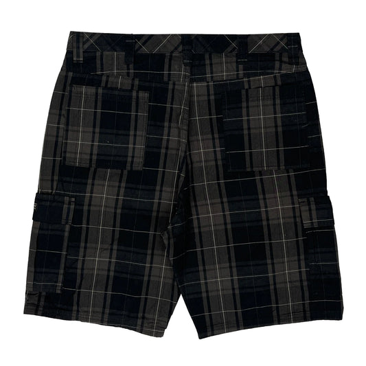 Wrangler Checked Cargo Shorts - 37W 10L Black Cotton