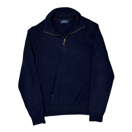 Polo By Ralph Lauren 1/4 Zip - Large Navy Wool