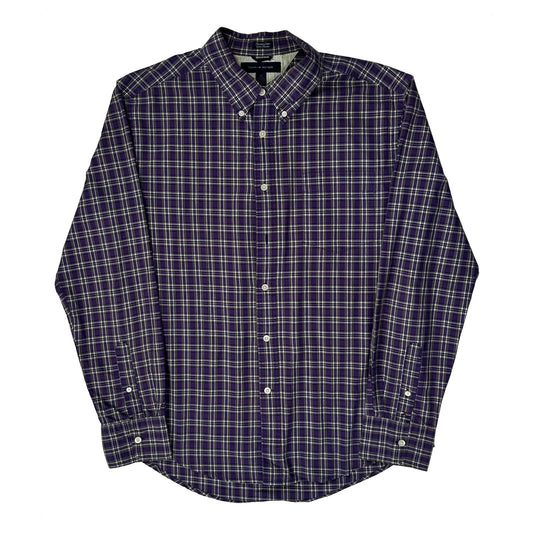 Tommy Hilfiger Checked Patterned Shirt - Large Purple Cotton