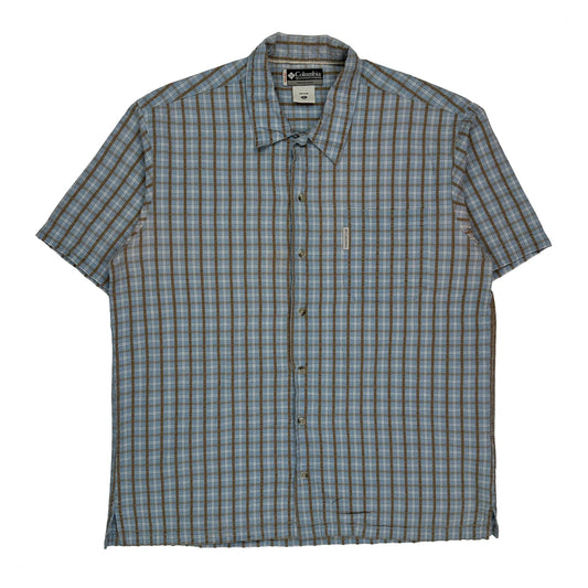 Columbia Checked Short Sleeve Shirt - XL Blue Cotton