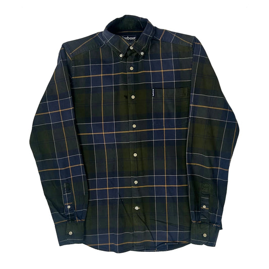 Tailored Fit Barbour Checked Flannel Shirt - Medium Green Cotton