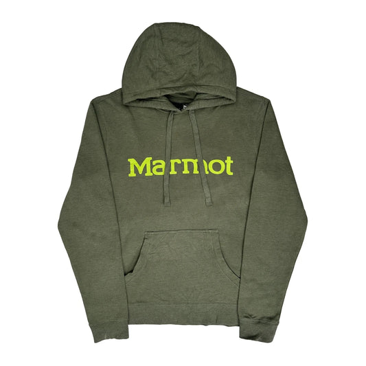 Marmot Spellout Hoodie - Medium Green Polyester Blend