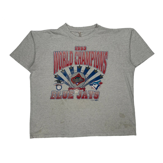 1993 Blue Jays Unbranded Graphic T-Shirt - XL Grey Cotton