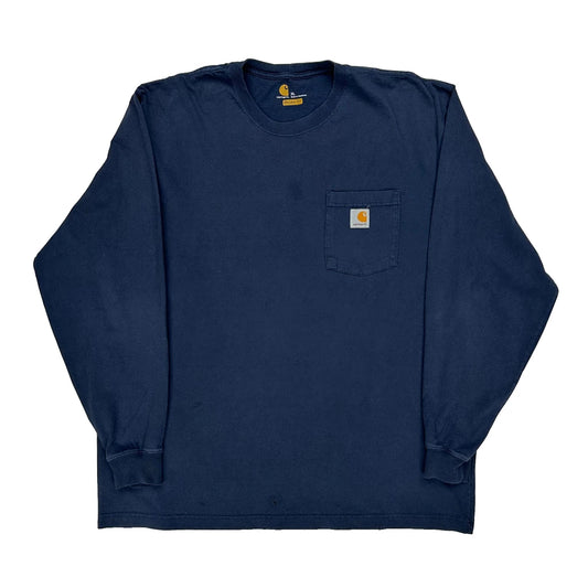 Carhartt Long Sleeve T-Shirt - XL Blue Cotton