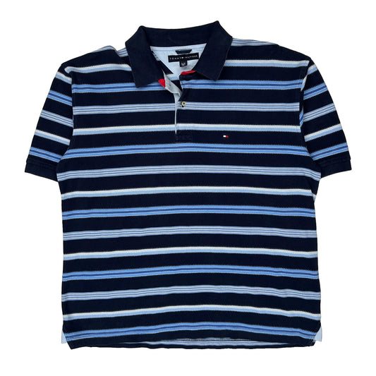 Tommy Hilfiger Striped Polo Shirt - XL Navy Cotton