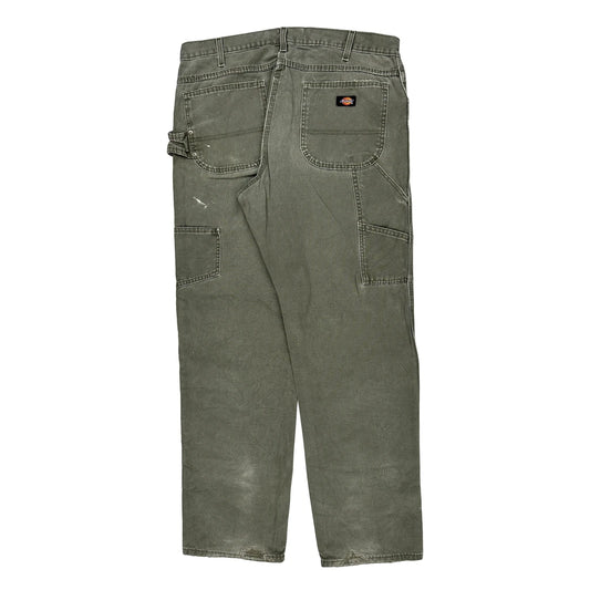 Dickies Double Knee Carpenter Trousers - 36W 34L Green Cotton