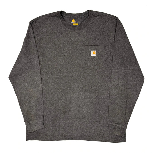 Carhartt Long Sleeve T-Shirt - XL Grey Cotton Blend
