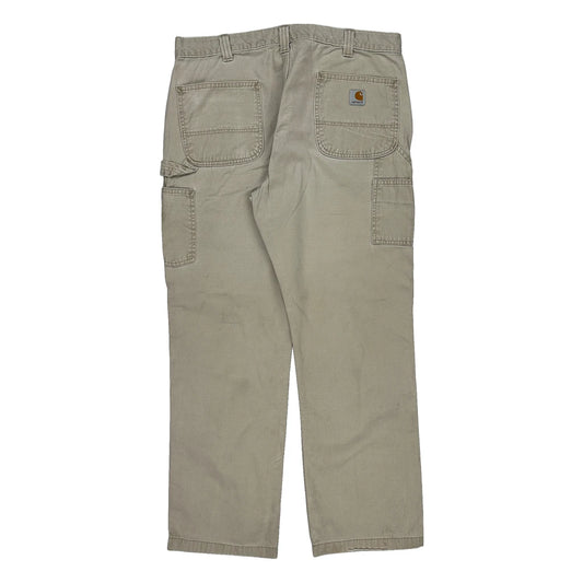 Carhartt Double Knee Carpenter Trousers - 36W 33L Beige Cotton