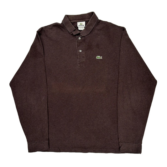 Lacoste Long Sleeve Polo Shirt - XL Brown Cotton
