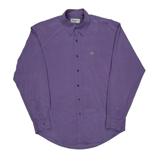 Yves Saint Laurent Corduroy Shirt - Medium Purple Polyester Blend