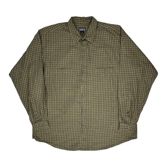 Patagonia Checked Flannel Shirt - XL Green Cotton