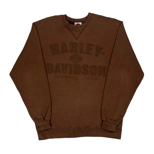 Factory Tour Harley Davidson Graphic Sweatshirt - Small Brown Cotton