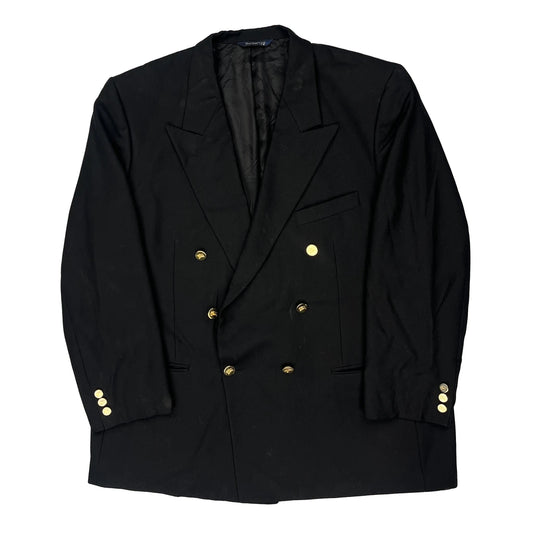 Burberry Double Breasted Blazer - XL Black Wool