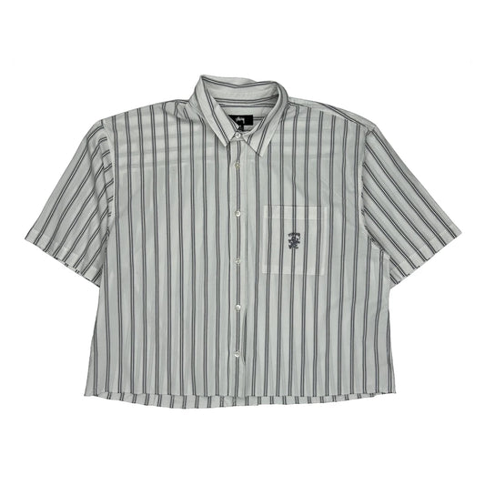 Stussy Striped Short Sleeve Shirt - Medium White Cotton