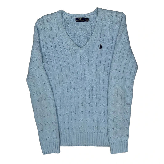 Polo By Ralph Lauren V-Neck Jumper - Medium Blue Cotton