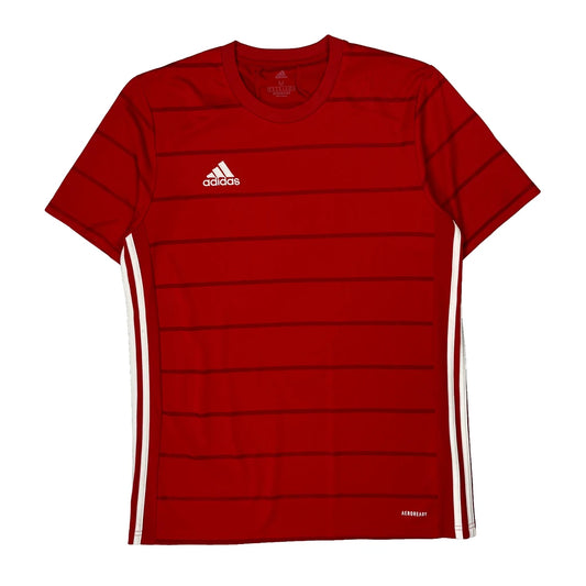 Vintage Aeroready Adidas Striped Football Shirt - Medium Red Polyester
