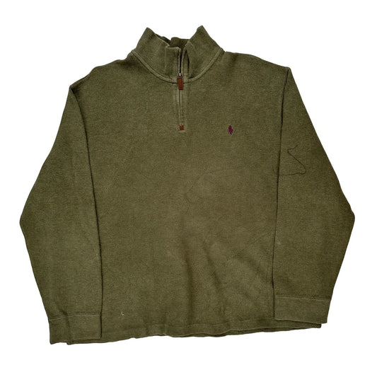 Polo By Ralph Lauren 1/4 Zip - 2XL Green Cotton