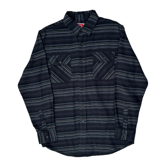Wrangler Striped Flannel Shirt - Medium Navy Cotton