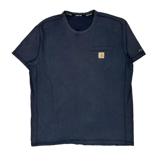 Vintage Carhartt T-Shirt - Large Navy Cotton Blend