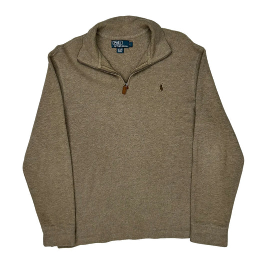 Polo By Ralph Lauren 1/4 Zip - Large Beige Cotton