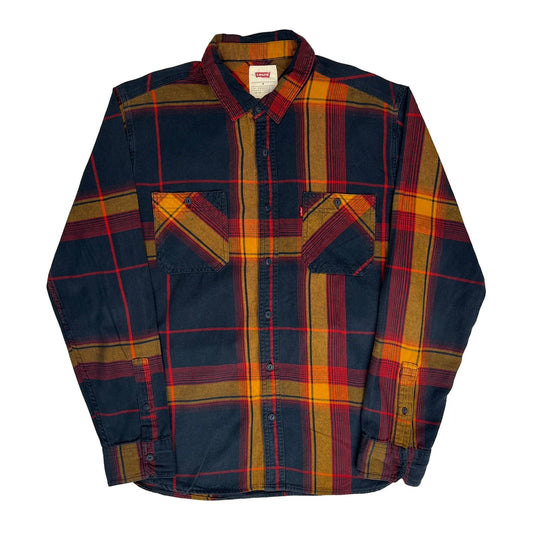 Levis Checked Flannel Shirt - Medium Navy Cotton