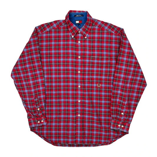 Tommy Hilfiger Checked Shirt - Large Red Cotton