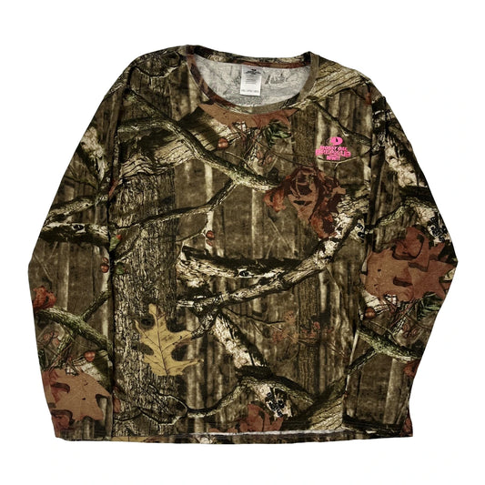 Mossy Oak Camo Long Sleeve T-Shirt - 2XL Green Cotton