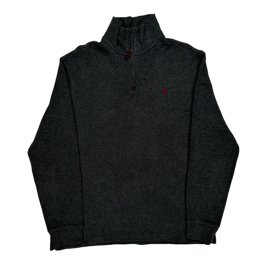 Polo By Ralph Lauren 1/4 Zip - Large Grey Cotton