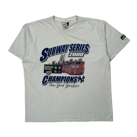 New York Yankees Subway Series 2000 Champions Puma Graphic T-Shirt - XL White Cotton