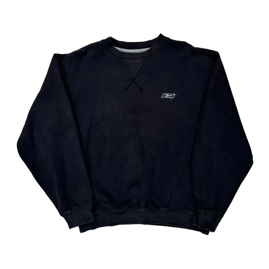 Reebok Sweatshirt - Large Black Cotton