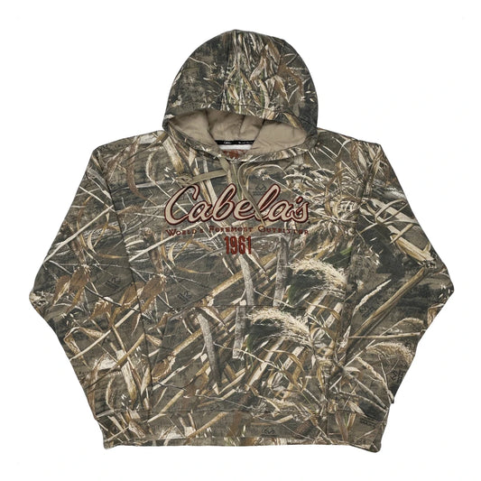 Cabelas Camo Hoodie - 2XL Green Cotton