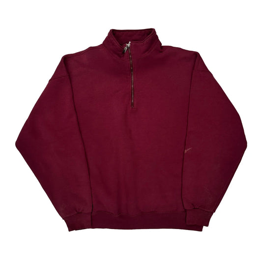 Russell Athletic 1/4 Zip - XL Burgundy Cotton