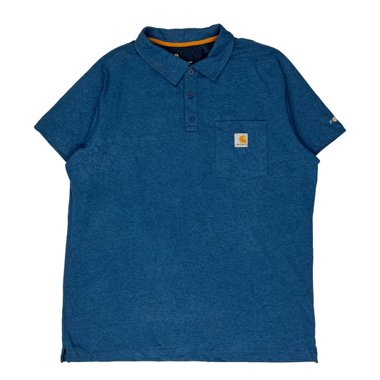 Carhartt Polo Shirt - XL Blue Cotton