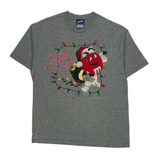 Santa'S Little Helpers M&M Christmas T-Shirt - XL Grey Cotton
